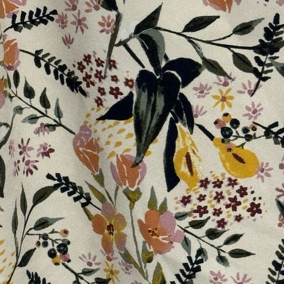 Ava & Viv Blouse Womens 3X Top Beige Green Gold Floral Button Back Autumn - Picture 5 of 14